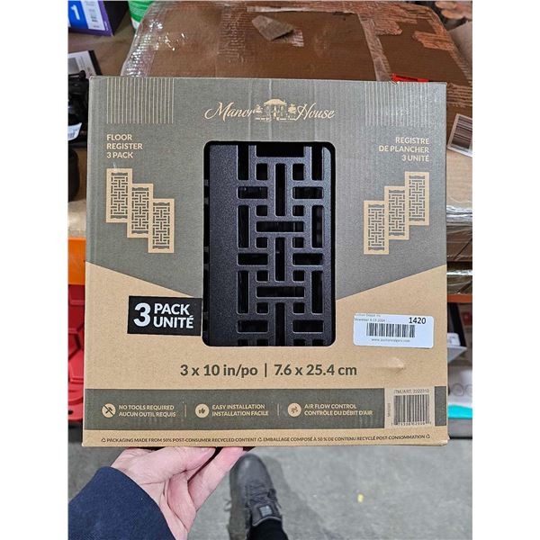3 pack Manor House Vent Covers 3x10" - Black