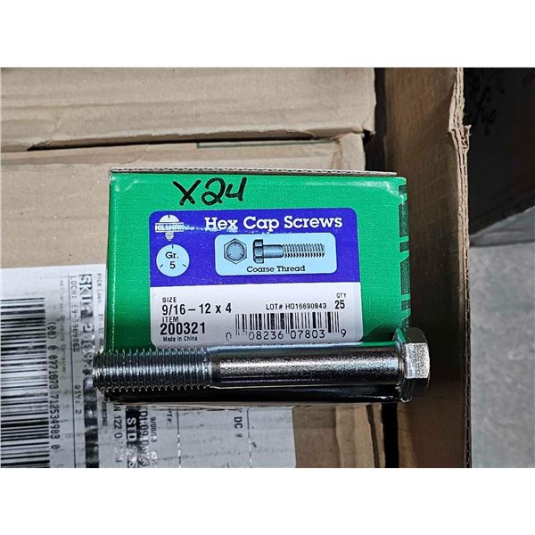 Lot of 24x 25 count Hex Cap Screws - 9/16