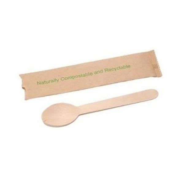 Eco Packaging Individually Wrapped Compostable Wooden Soup Spoon