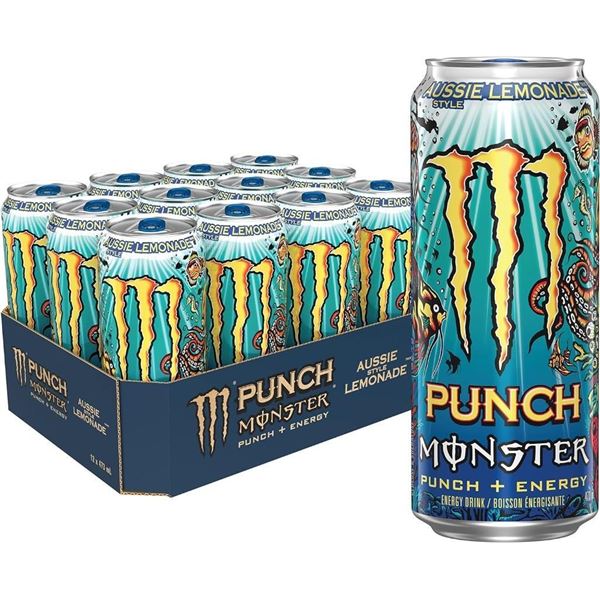 Monster Energy Punch, Aussie Style Lemonade, 473mL Cans, Pack of 12