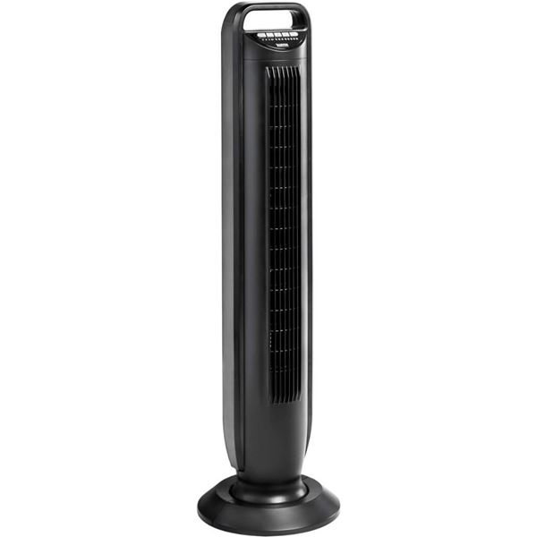 Seville Classics UltraSlimline Indoor Bladeless Oscillating Tower Fan Quiet Cooling LED Display Spac