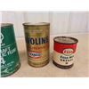 Image 2 : (8) Oil Cans Quart / 500ml : Esso, Texaco, Shell, Gulf, Quaker