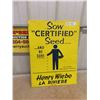 Image 1 : 1962 Sow Certified Seed Metal Sign 23'' x 17'' 