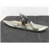 Image 2 : Soapstone Inuit Kayak Hunter 16'' x 3 1/4'' x 5 3/4'' 