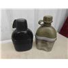 Image 2 : 2 Military Canteens , Canteen Cups , Vintage Reusable Metal 