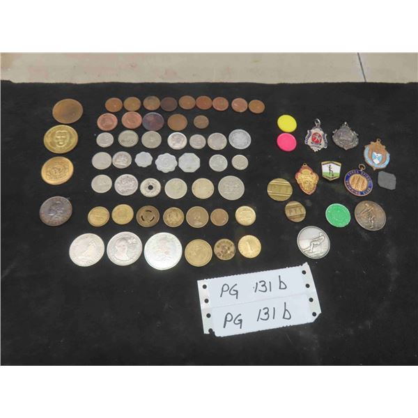 65 Various Coins, Tokens, Medals, Phones, Hops, Transit,