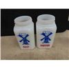 Image 2 : Windmill Milk Glass Salt and Pepper , Spice Jars , Gravy Dish , Book 