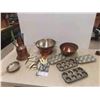 Image 1 : Copper Strainer, Pitcher, Uttensils, Muffin Tins 