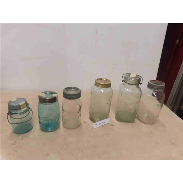 Collection of Jars : Beaver, Ball, 2 Perfect Seal (1 Large, 1 