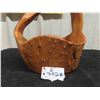 Image 2 : Vintage Handled Wool Burl Basket Measures 9" Tall 