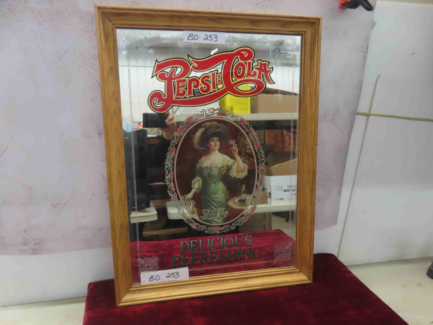 Large Vintage Pepsi Cola Advertising Mirror 24'' x 18''
