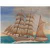 Image 4 : Vintage Framed Original Oil Painting of A Large Sailing Ship at 