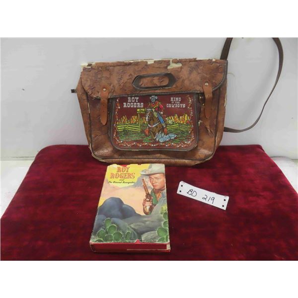Vintage 1950s Roy Rogers School Bag and Hardcover Book.