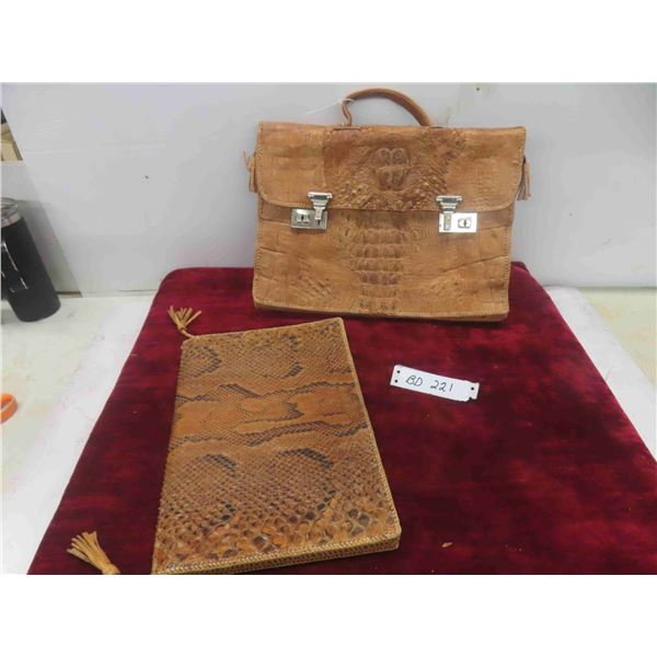 Antique Real Alligator Brief Case 13'' T x 15'' W (Very Good 