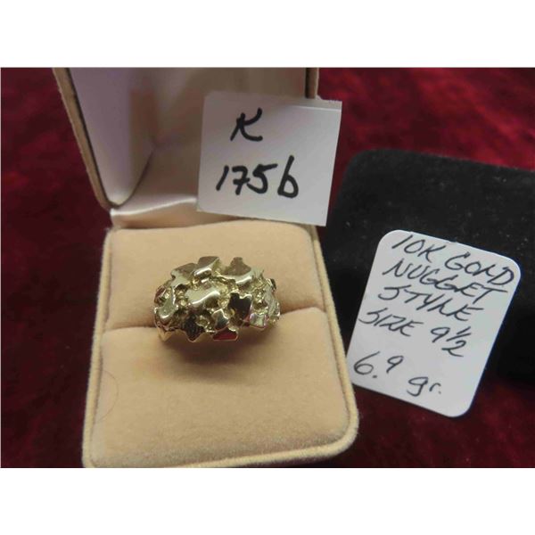 10k Gold Nugget Style Ring Size 9 1/2 Total Weight 