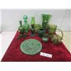 Image 1 : Green Coloured Glass : Decanters with Shot Glasses, Vases, Oil