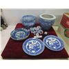 Image 1 : 2 Blue Willow Plates, 2 Japanese Blue and White Anita Bird 