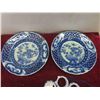 Image 6 : 2 Blue Willow Plates, 2 Japanese Blue and White Anita Bird 