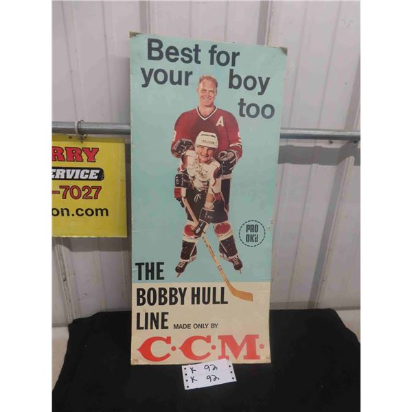 CCM Cardboard Sign with Bobby Hull 12'' x 26 1/2'' 