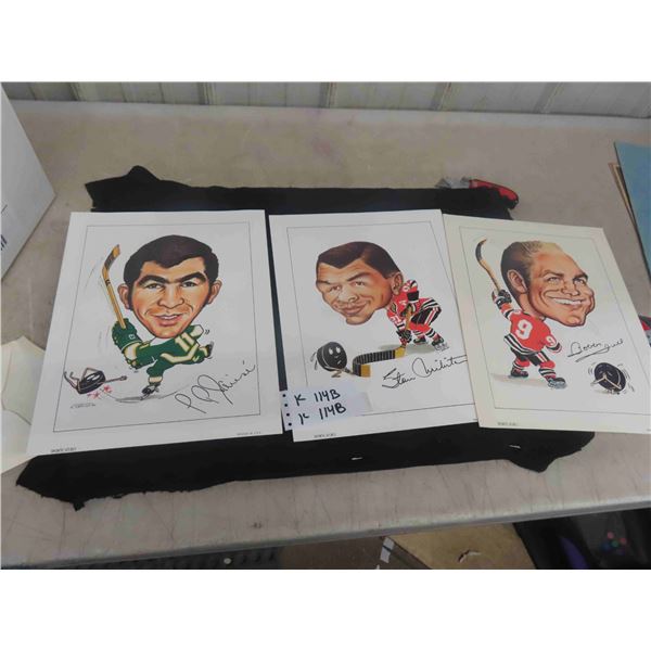 3 Hockey Sporticaturs, 1971 Signed Picture, 