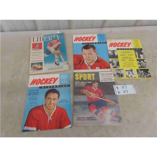 5 1950s Hockey / Sports Magazines 