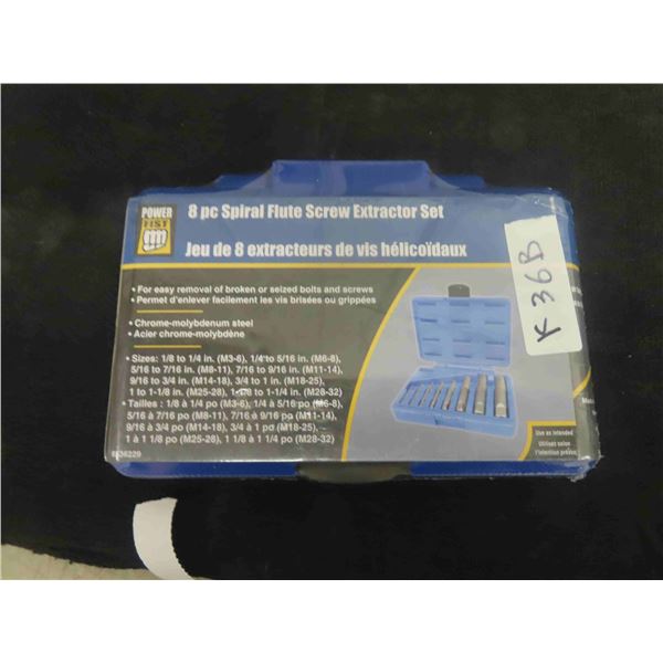 New Powerfist Spiral Flute Screw Extractor Set 