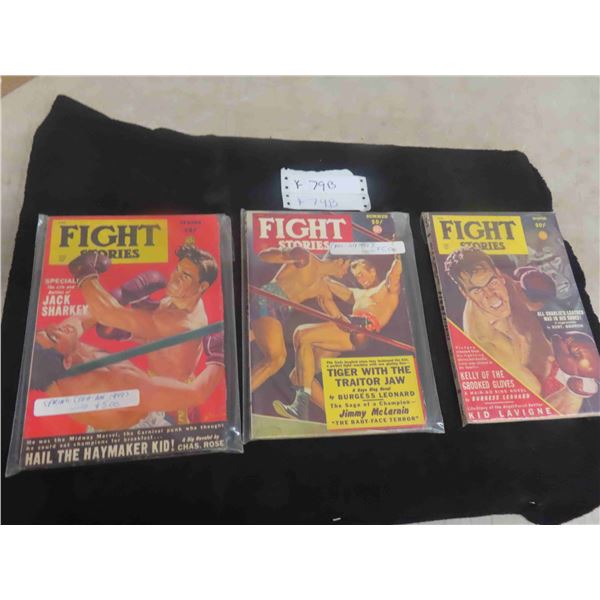 (3) 1949 Fight Stories Magaziines Spring, Summer, Winter 20c 