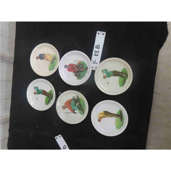 6 Wilson Vintage Coasters with Golf Display 4'' Across 