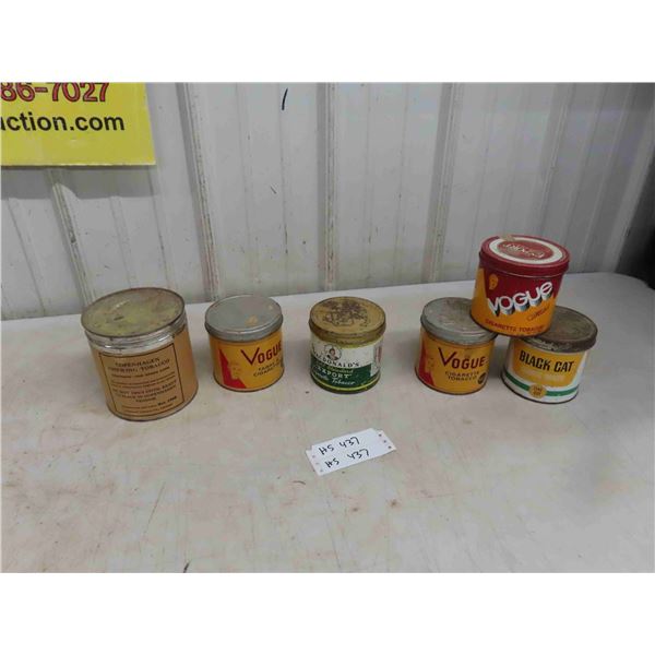6 Tobacco Tins : Black Cat, Vogue, MacDonald, 