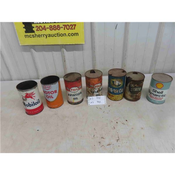 7 Quart Oil Cans : Mobil Oil, Co Op , Esso Aviation, Enarc,  