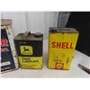 Image 2 : 7 Oil Cans 1 Gal + 2 Gal : BA, JD, Shell, Texaco, Prestone