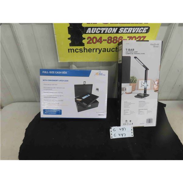 New Metal Cash Box with Key , New T-Bar LED Task Lamp