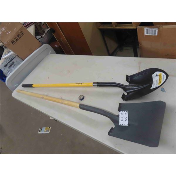 2 New Long Handle Spade + Shovel