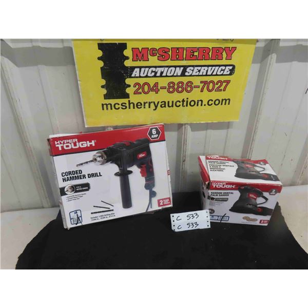 2 New Hyper Tough Power Tools : 6 Amp Hammer Drill 1/2'' , 