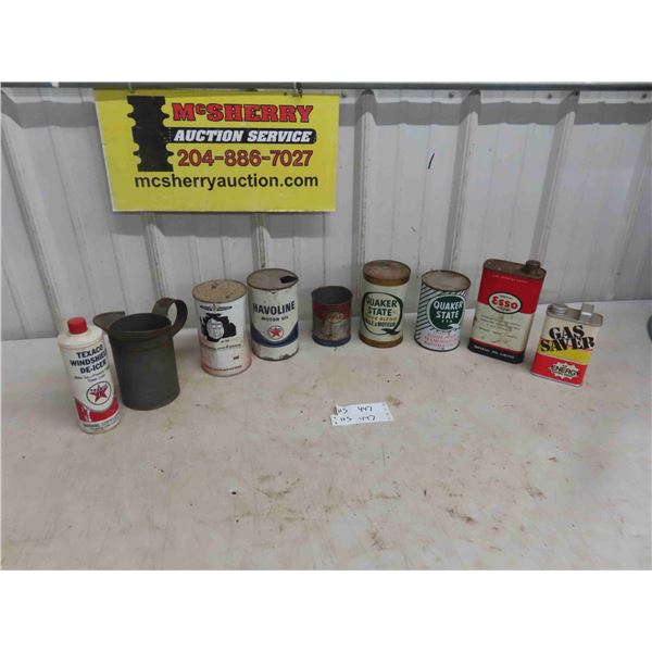 9 Oil Cans , Related Auto Products : Esso, Quaker State, 