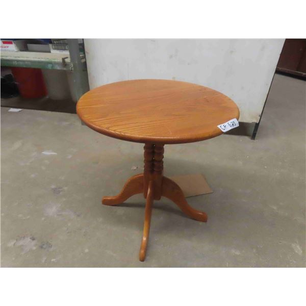 Oak Pedestal Table 20'' High x 20'' Across