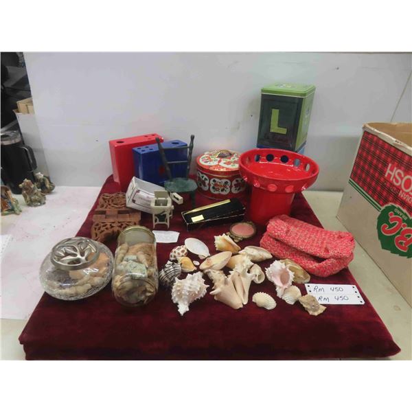 Sea Shells, Tins, Maytag Mini Wringer Washer & More 