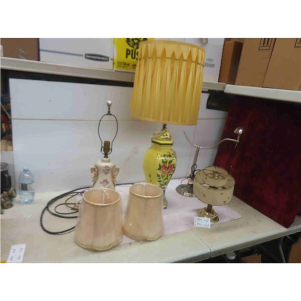 4 Table Lamps , 1 Is Missing Shade, 2 New Shades Tallest 34'' 