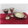 Image 7 : Silver Plated Trays, Goblets, Brass Candle 
