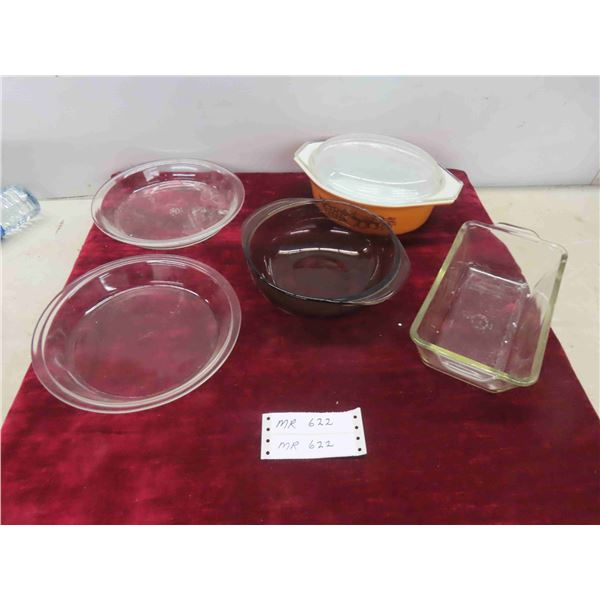 Pyrex Casserole Dish with Lid, 2 Pie Plates, Loaf Pan &