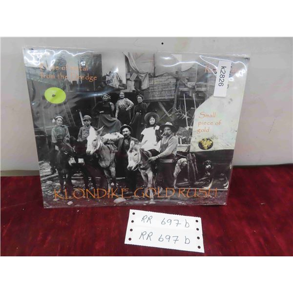 Klondike Gold Rush Picture with Small Piece of Gold 11'' x 