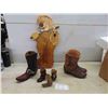 Image 1 : Wood Carving 22'' Tall , New Cowboy Boot, Planter,