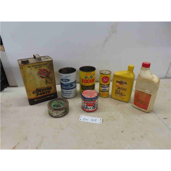 6 Cans : MM Hydraulic Fluid, Ford Oil, Solder Seal, 