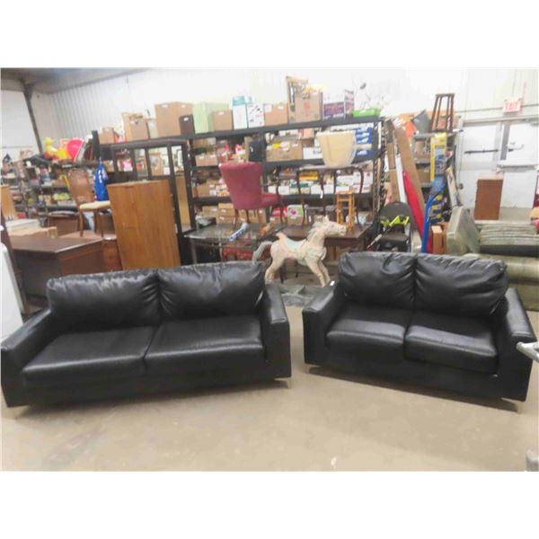 2 Leather/Leather Style Couch 81'' Wide , Love Seat
