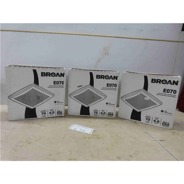 New 3 Broan EO70 Ventilation Fan 