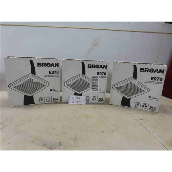 3 New Broan EO70 Ventilation Fan
