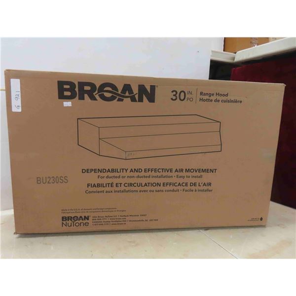 New Broan 30'' Range Hood Stainless Steel 