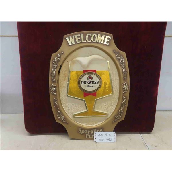 Drewrys Beer Plastic Sign 15'' x 20'' Damage On Side, 