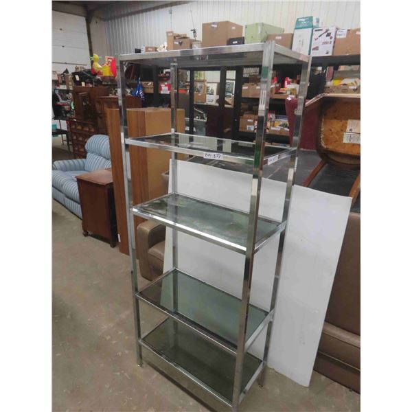 Chrome/Glass 4 Tier Open Shelf 72'' x 29'' x 15'' 