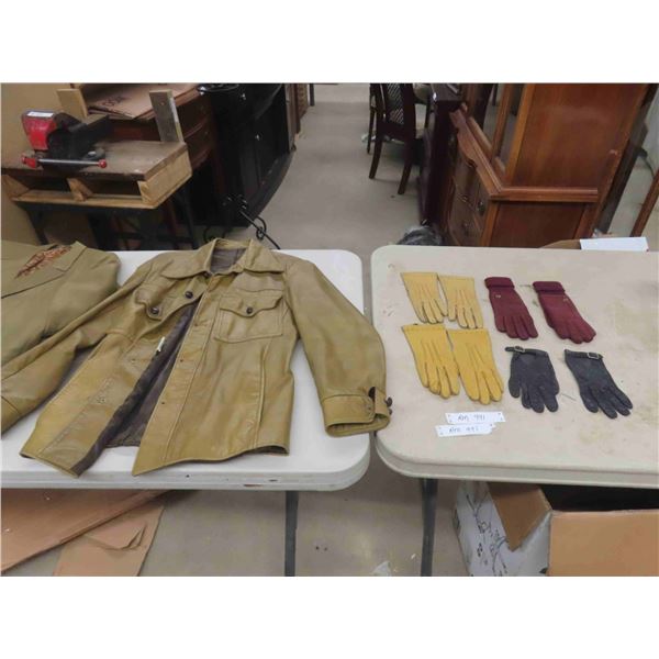 4pcs Leather Gloves, Leather Jacket & More 